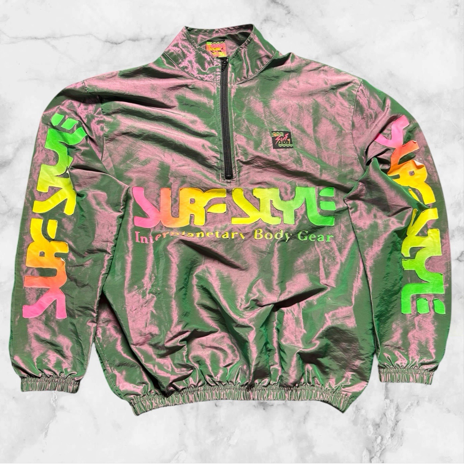 Vintage 1990s Surf Style Windbreaker Body Gear Iridescent Adult Size M