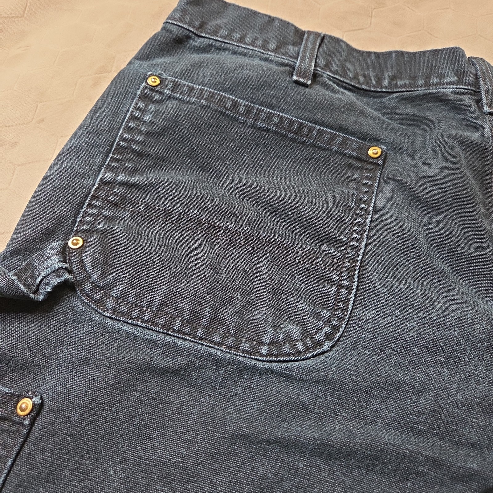 Carhartt B01 BLK Double Knee Black Vintage Canvas Pants, 38×30 Union Made In USA