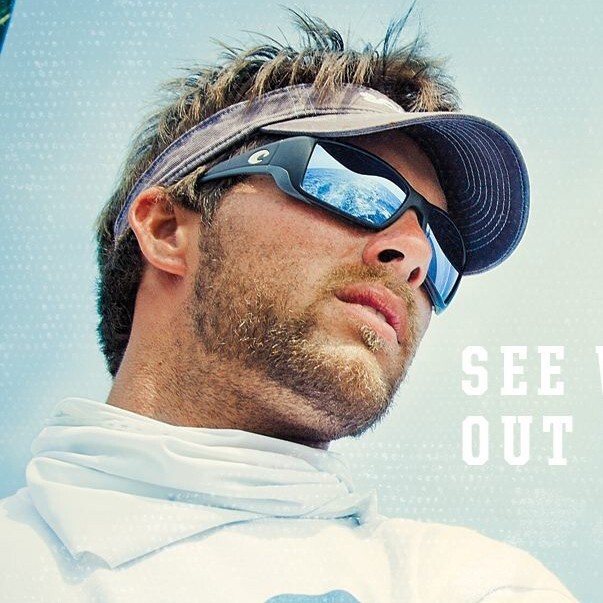 New Costa Del Mar BLACKFIN Matte Black/ Blue Mirror Polarized 580P Sunglasses