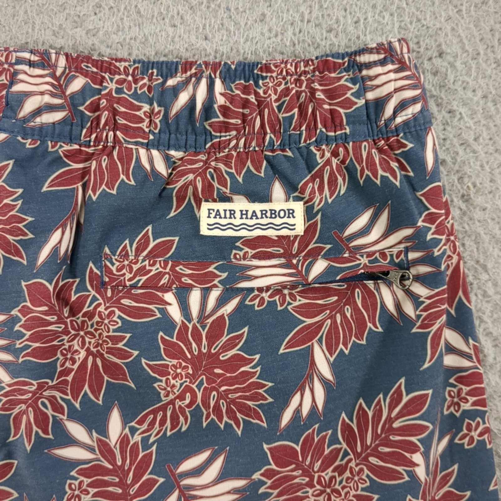 Fair Harbor Shorts Mens Large Blue Bayberry 7 Inch Swim Trunks Lined Drawstring