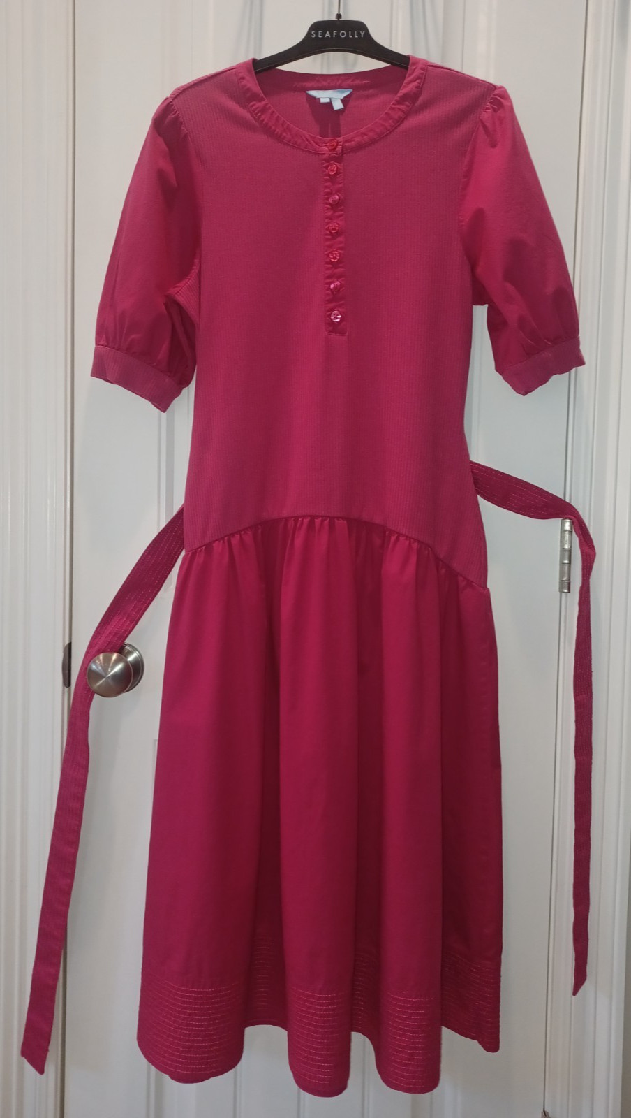 Ladies Draper James “Celeste” Mixed Media Dress Raspberry Pink Size Med. EUC!