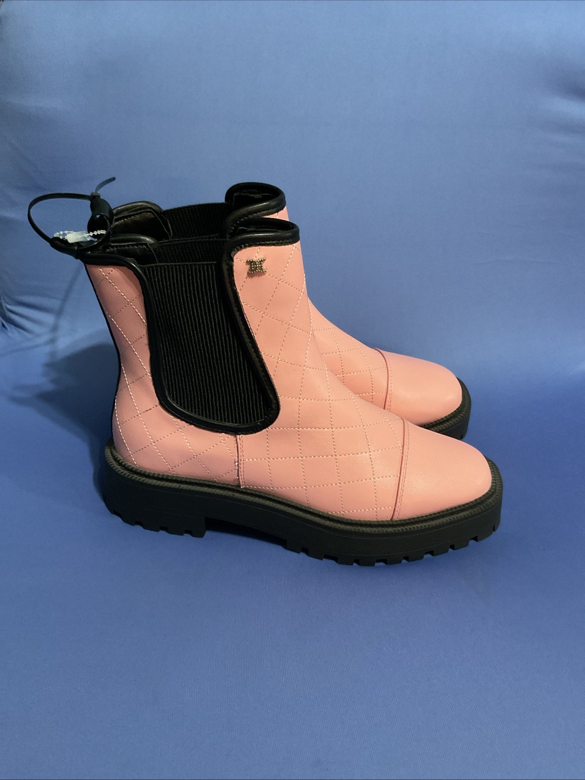 Sam Edelman Laguna Chelsea Ankle Boots Pink/Black Quilted Teens US 5
