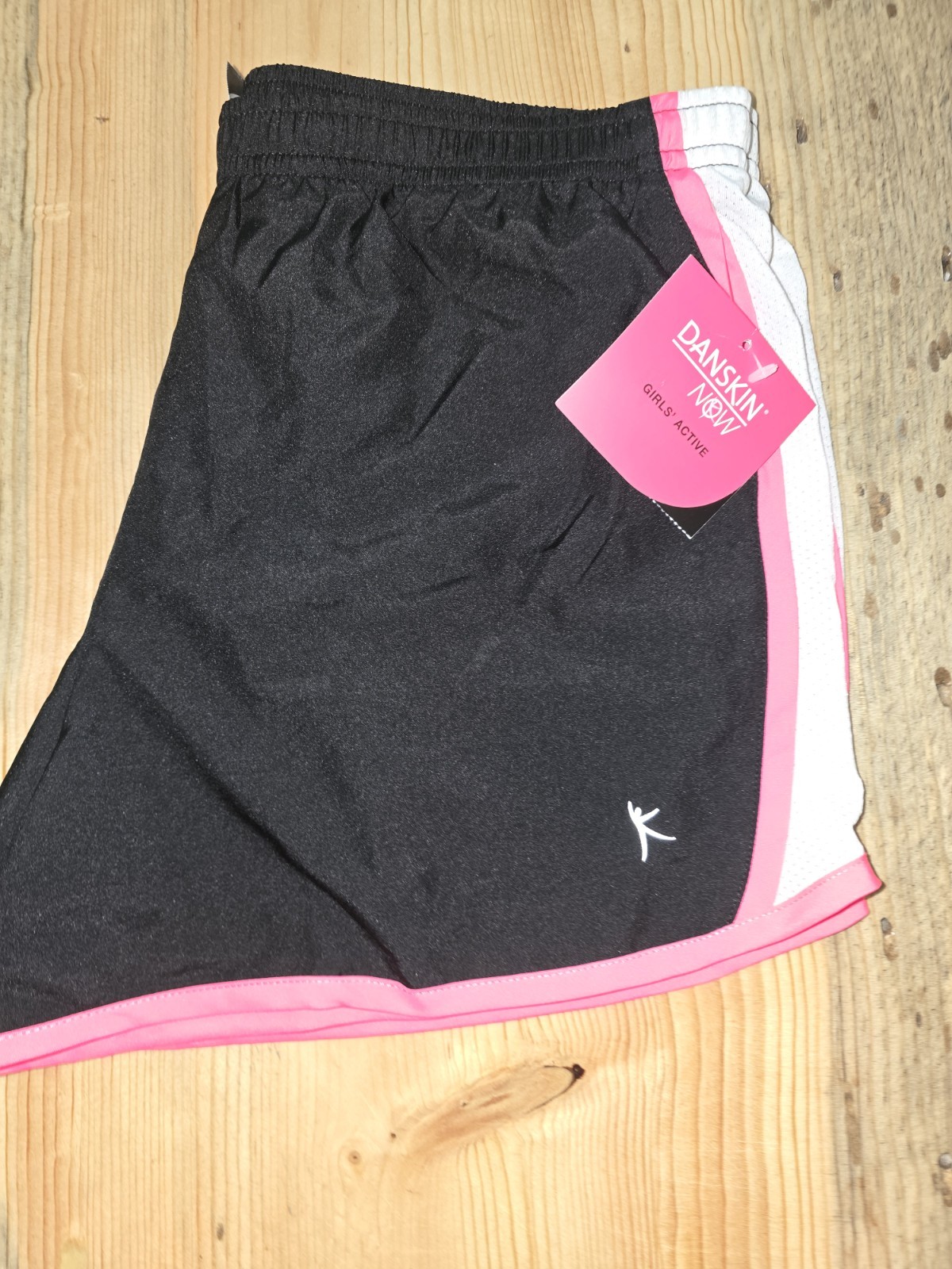 Danskin Now Black/pink/ & white Athletic Running Shorts Girls SZ. XL 14-16