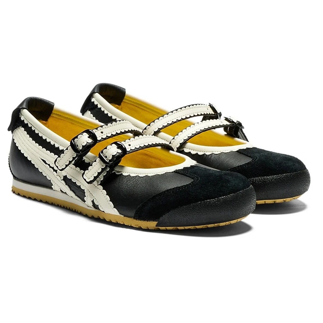 New Onitsuka Tiger MEXICO 66 TGRS 1182A678-001 BLACK CREAM Ballet Flats