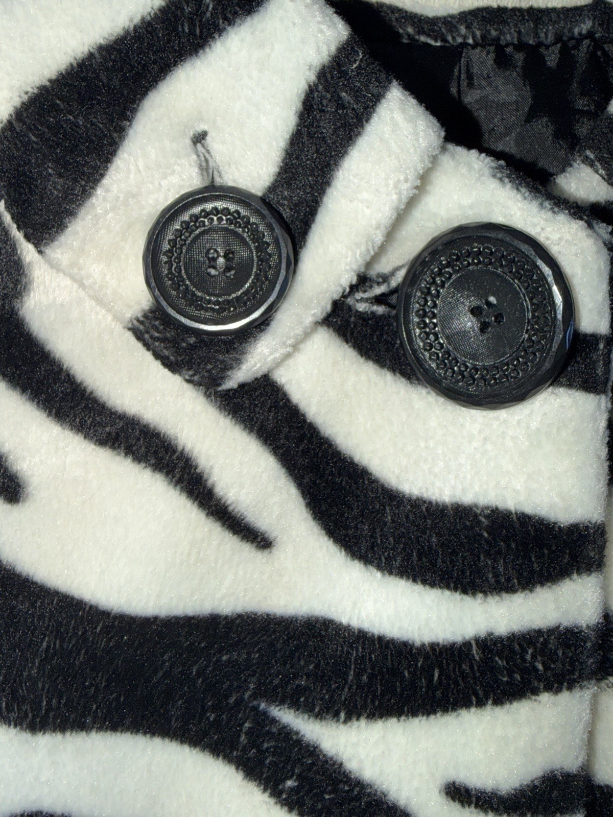 Heart Soul Women’s Zebra Print Pea Coat Button Front Lined Collared