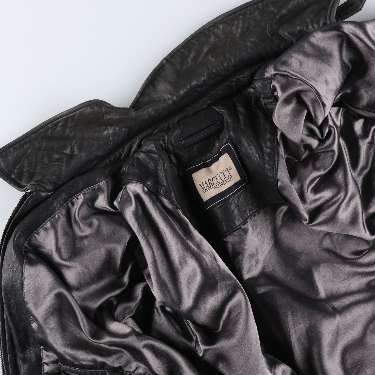 Used MARCUCCI swing top type leather blouson men’s size L equivalent