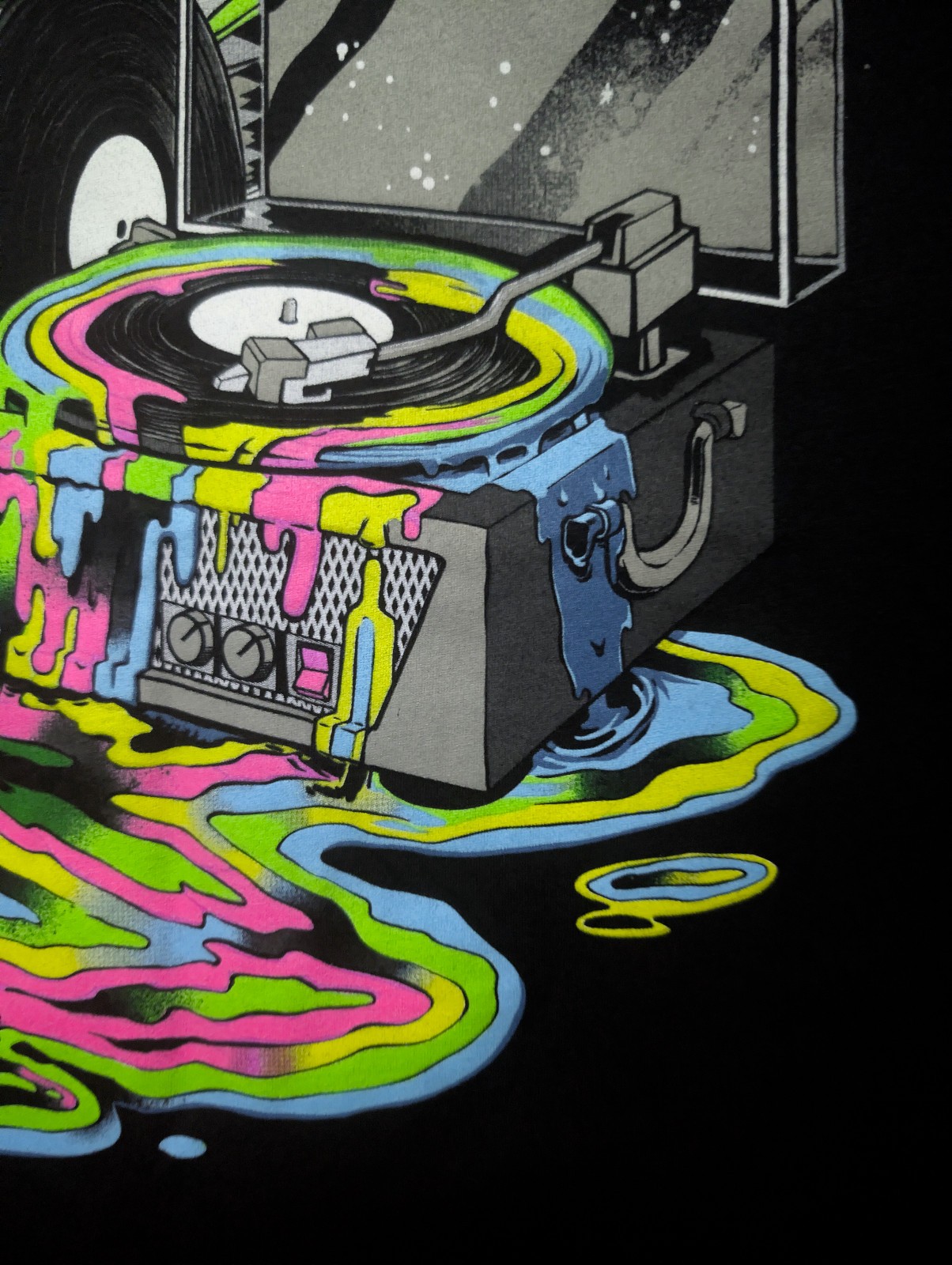 Into The AM Galactic Grooves II 2XL Black UV Reactive Shirt 24.5″ W X 31.5″ L