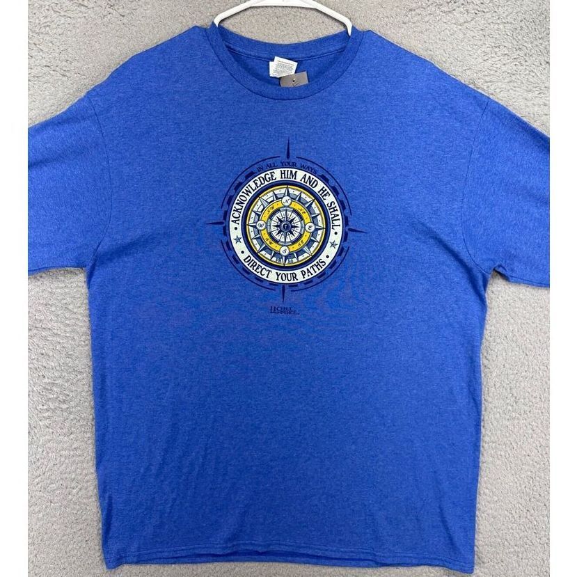 Delta Pro Weight T-Shirt Unisex Adult Large Blue Crew Neck Long Sleeve Tee NEW