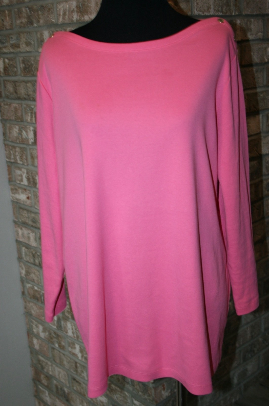 Lands’ End Womens Pink 3/4 Sleeve Boat Neck Tunic Top SZ XL 18