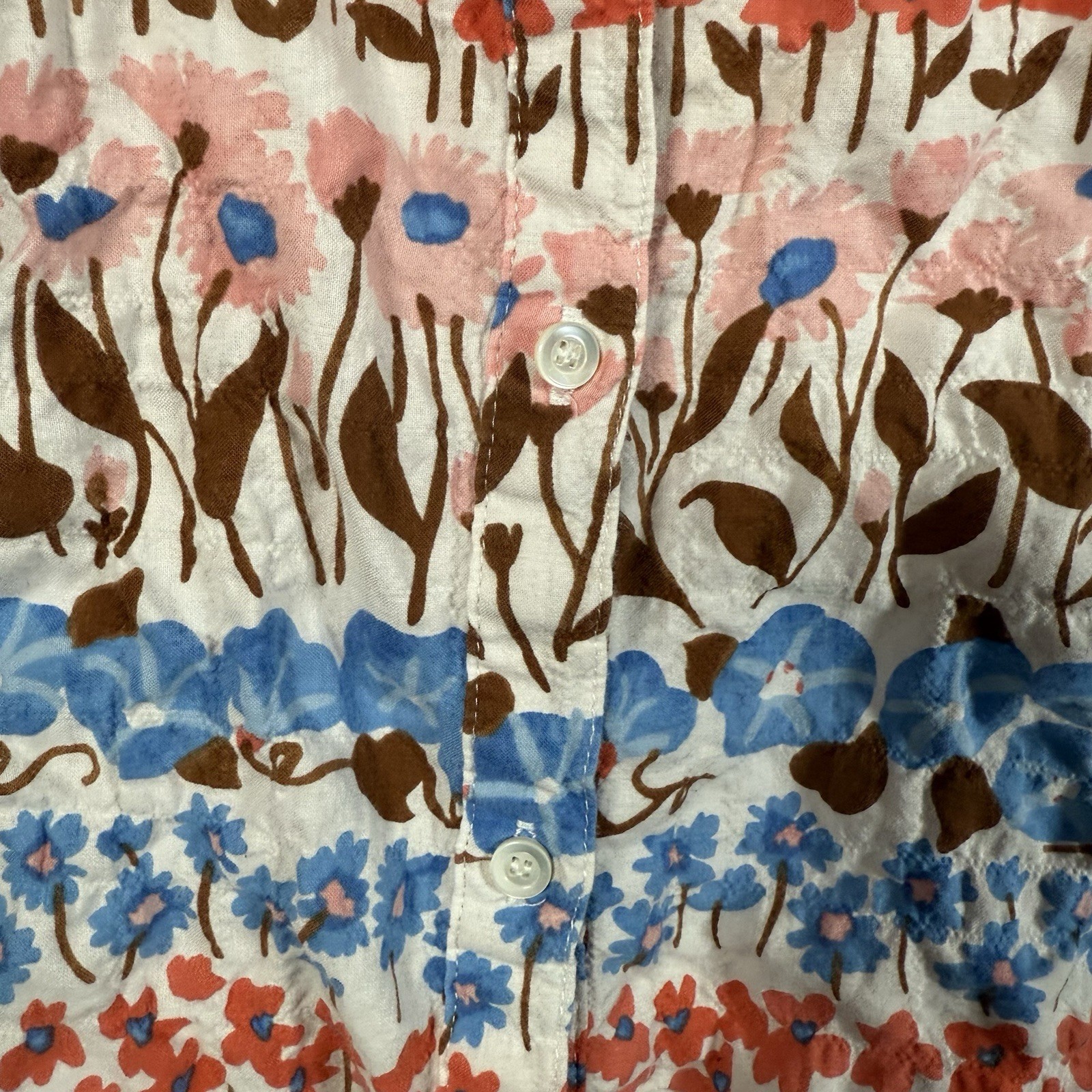J MCLAUGHLIN LOIS SHIRT STRETCH COTTON FLORAL MOTIF GARDEN SIZE LARGE