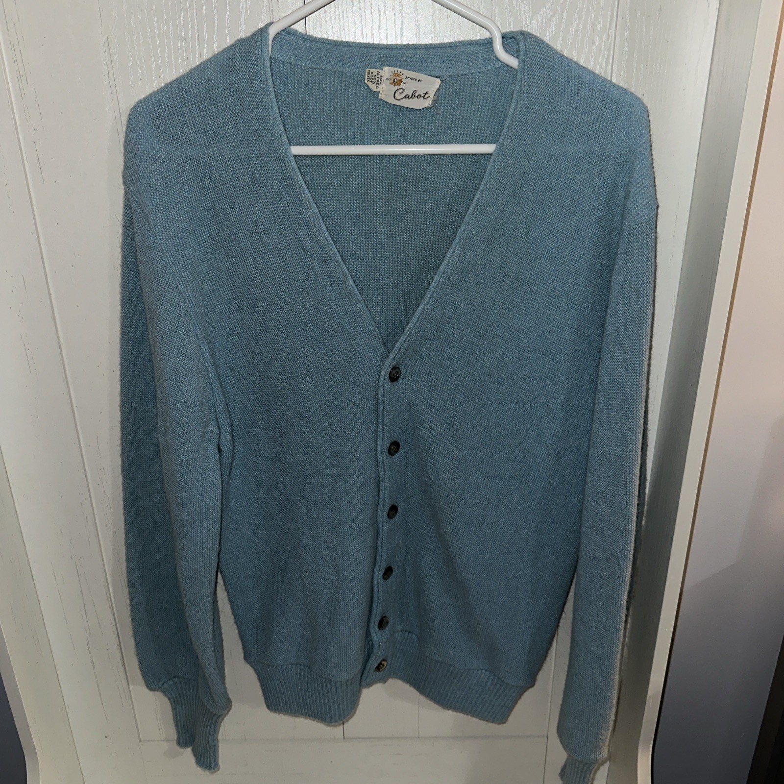 Styled By Cabot Womens Alpaca Wool Cardigan Sweater Vintage Size Small Blue