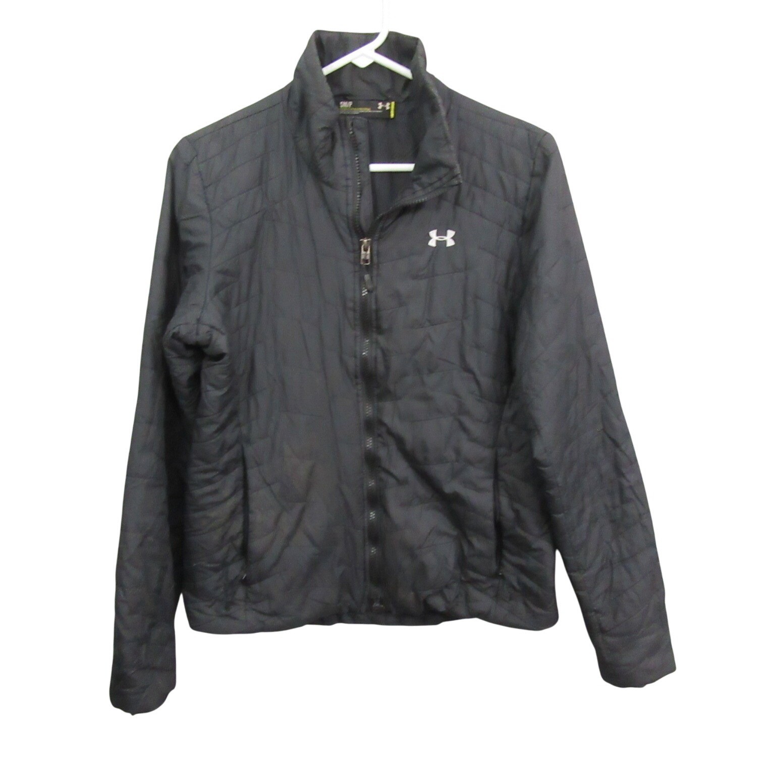 Under Armour Mens Puffer Jacket S Black Fitted Full Zip Quilted Pocket