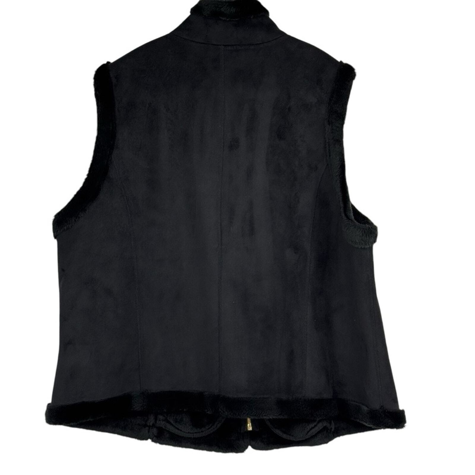 Chaps Size 2X Black Acrylic/Polyester Faux Suede w Faux Fur Trim/Lining Vest.