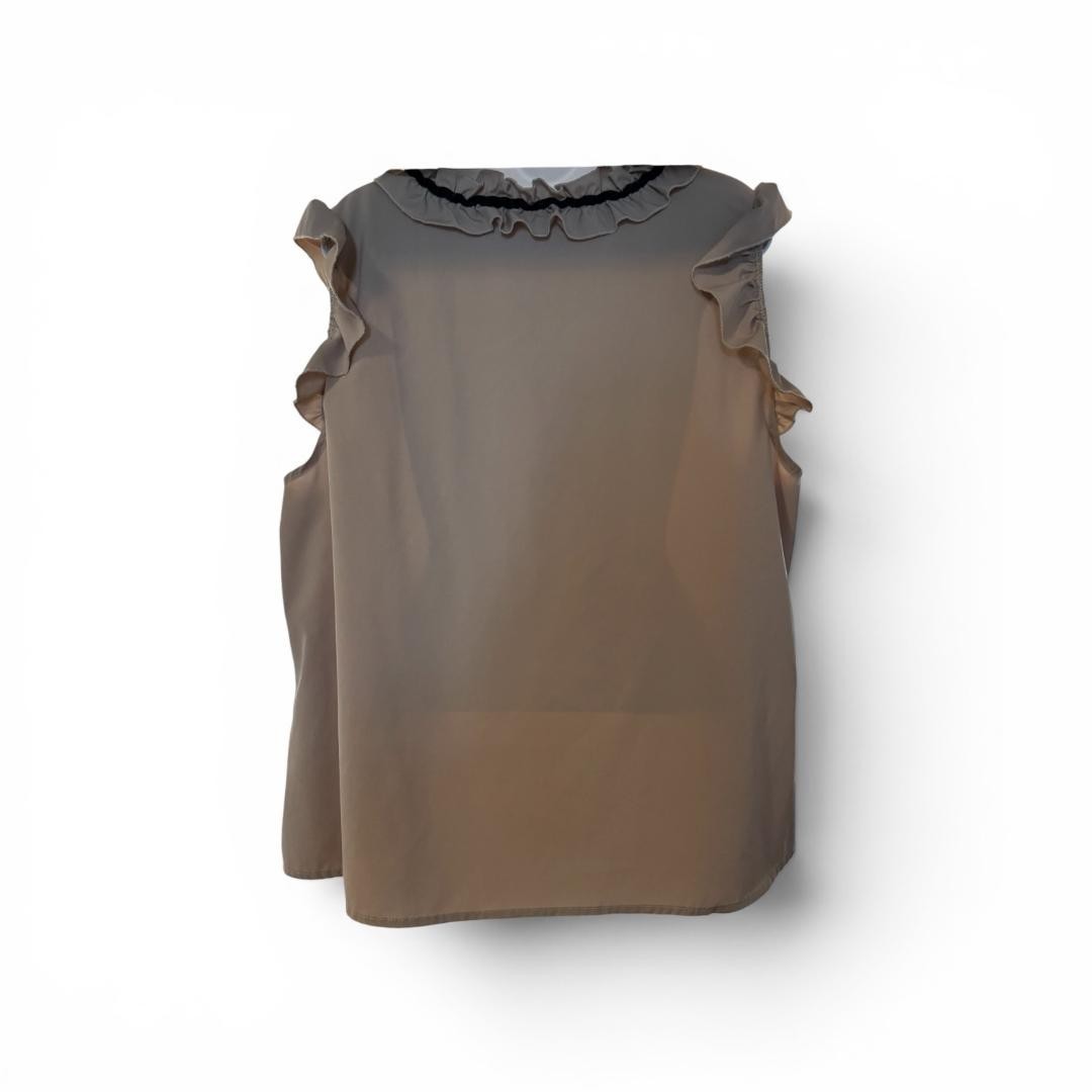 Shein Curve GlowEve 2X, Ruffle Bow Blouse, Taupe, New, No Tags