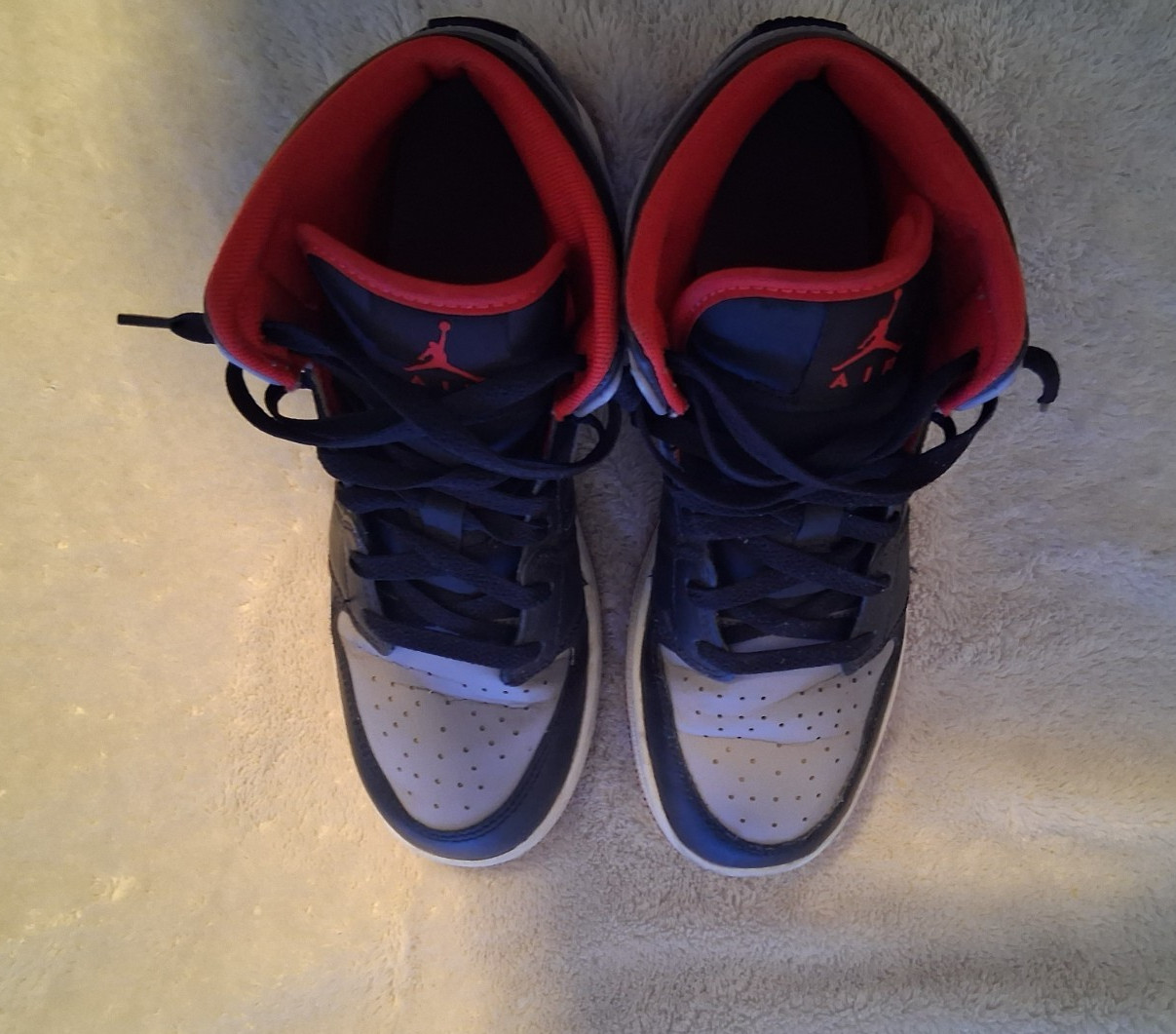 Jordan Air Jordan 1 Mid Unisex Kids 7Y Black/Gray/Red/White Leather