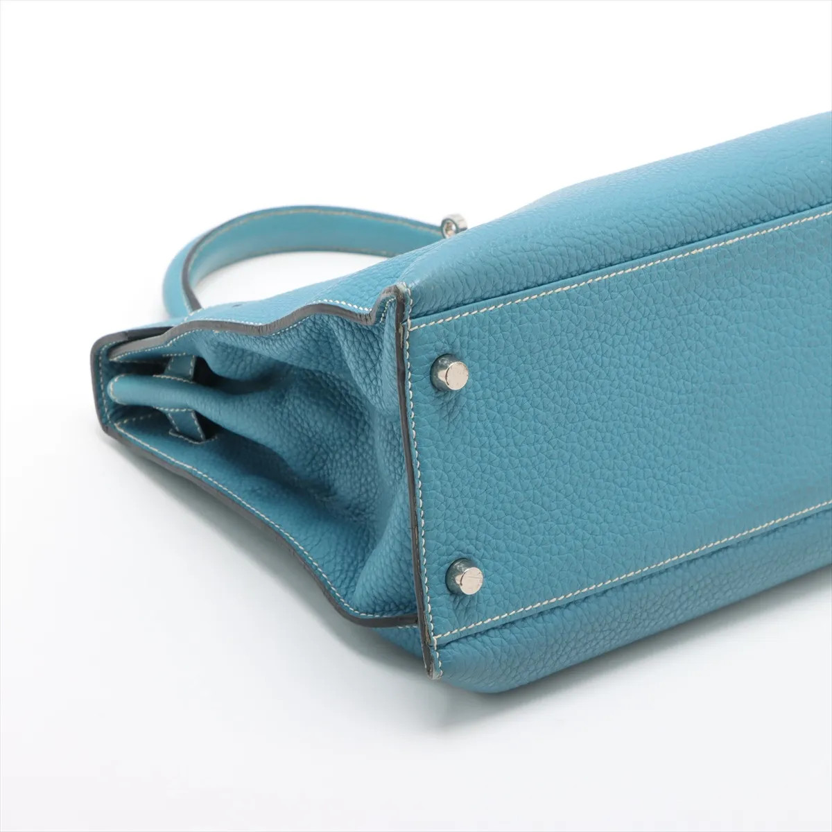 Hermès Kelly 32 Serie Togo Blue Jean Silver Metal Fittings □H: 2004
