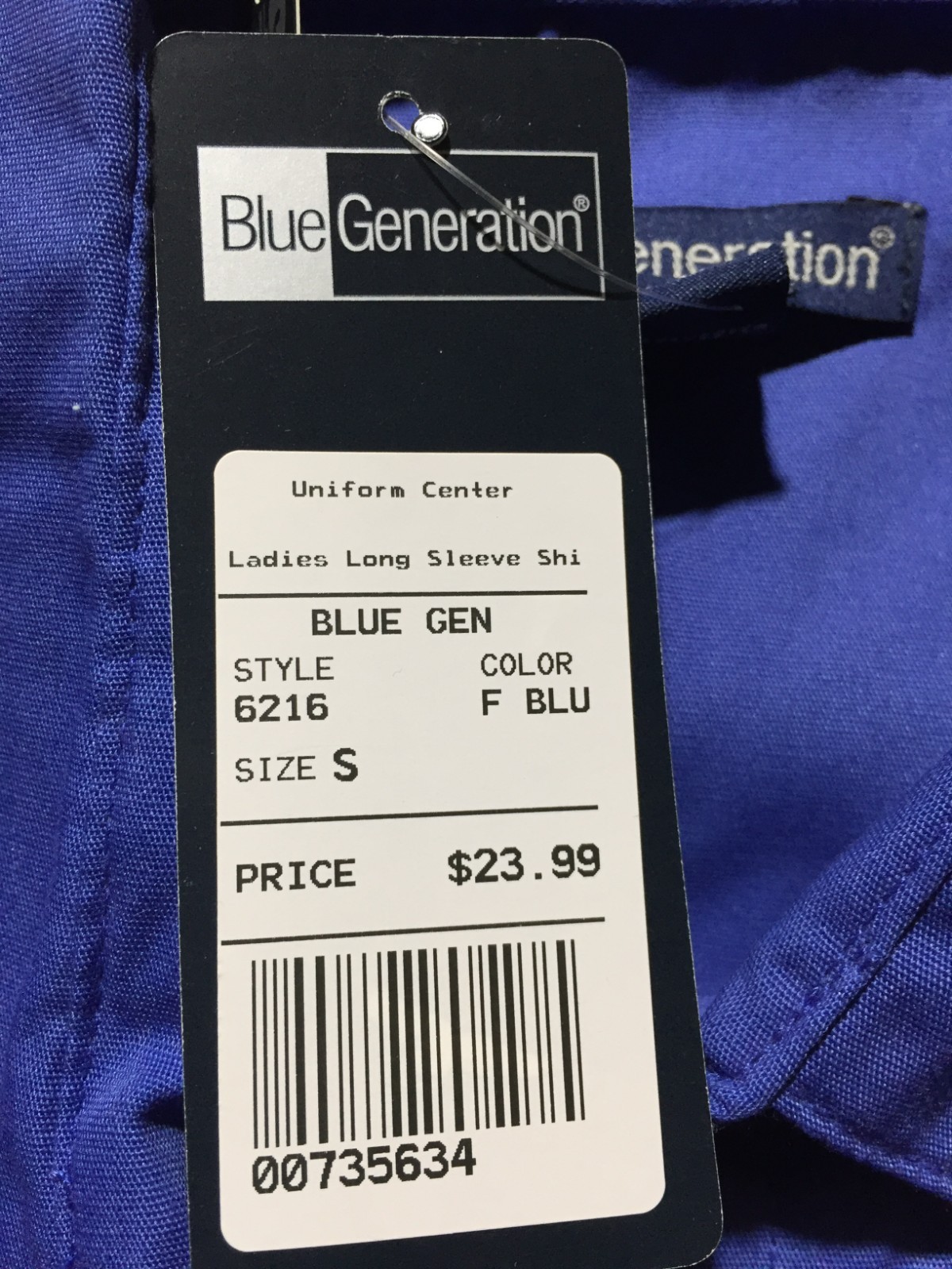 NEW Blue Generation Work Uniform Shirt Womens S Small Blue Long Sleeve Button