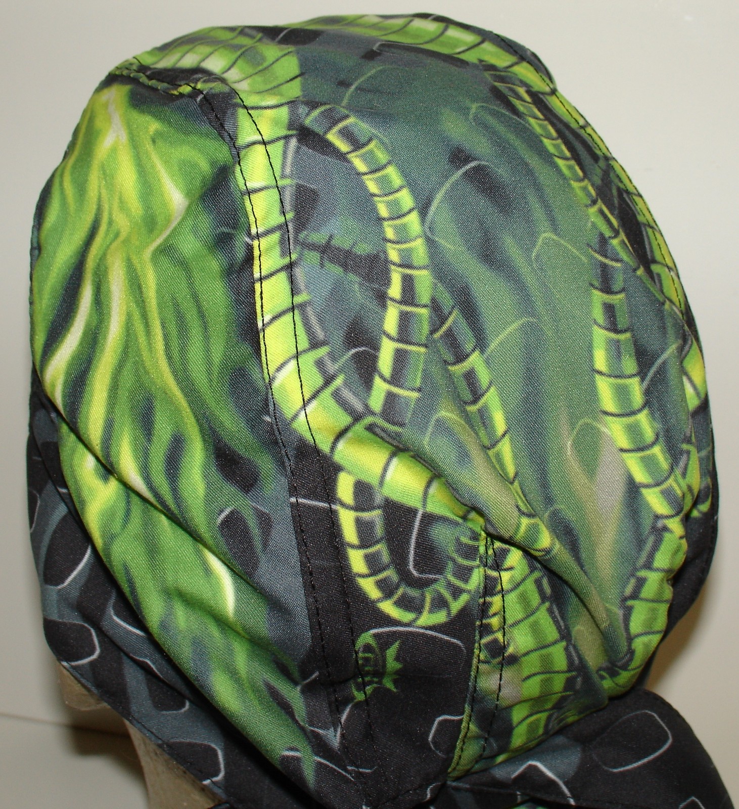 Cellar Green Black Devil Platinum Doo Rag Durag Skull Cap Biker Durag Sweatband