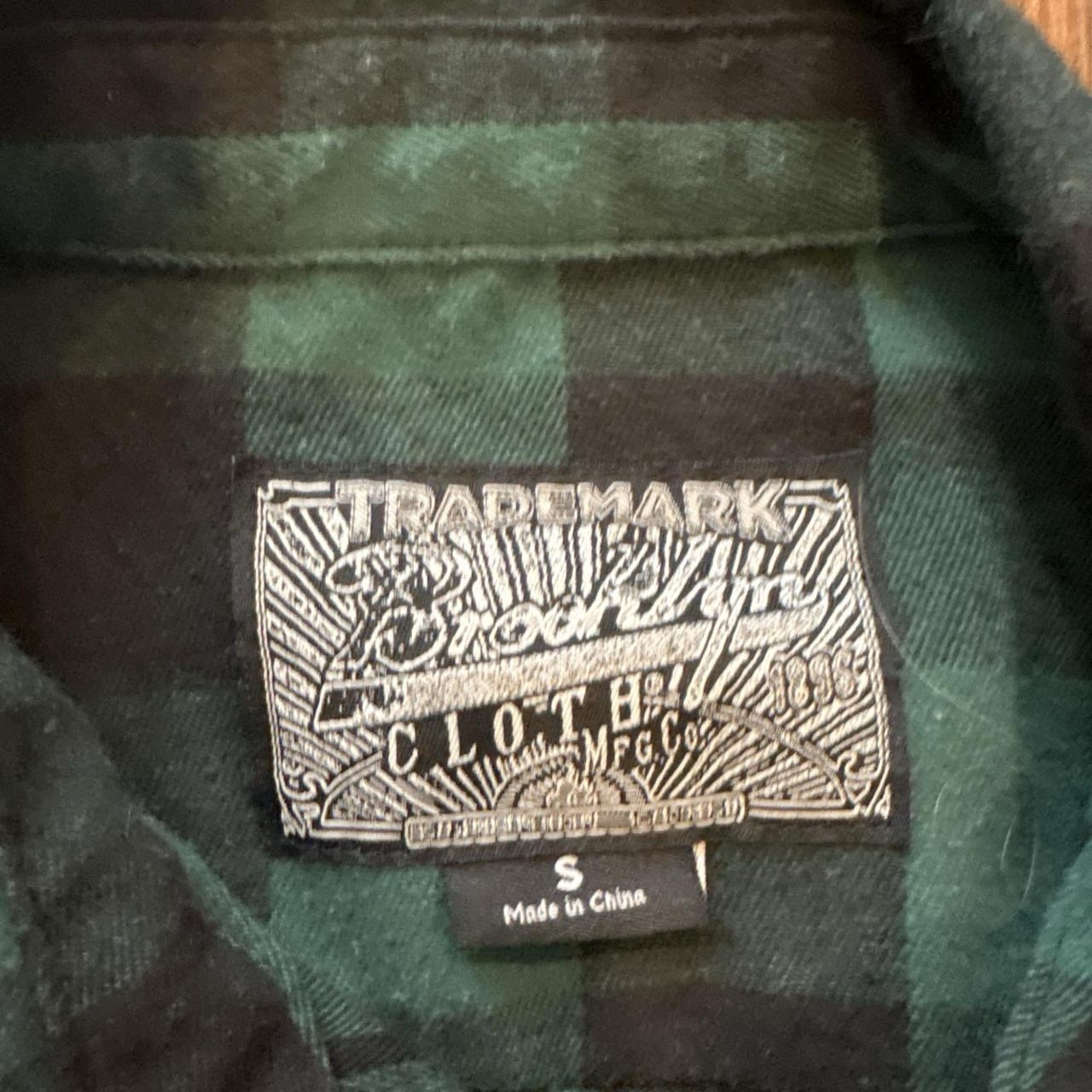 CLOT Men’s Green/Black Plaid Button-Up Shirt Long Sleeve S Embroidered Pockets