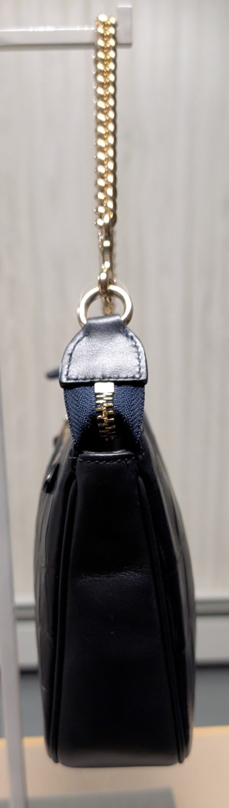 Coach Nolita 24 in Croc Embossed Leather Wristlet 65099 Navy Blue