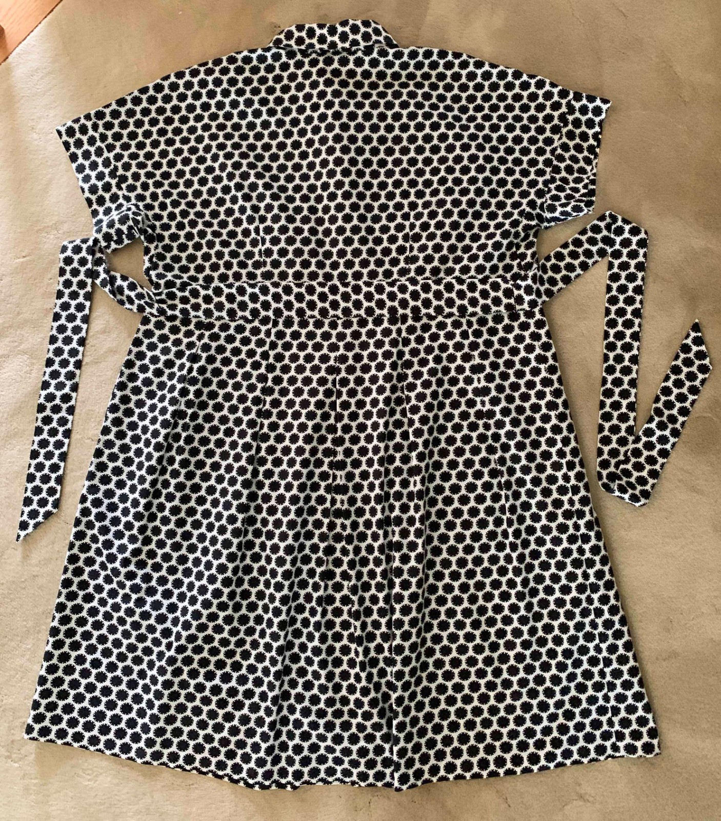 TALBOTS PLUS Cotton Shirt Dress Black & White Atomic Polka Dot Print 18W