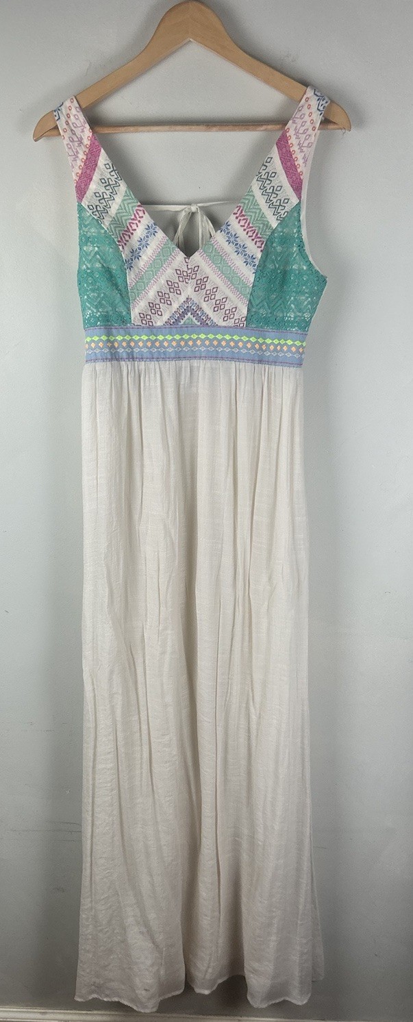 Flying Tomato Dress Women’s Size Med Bohemian Colorful Maxi Western Embroidered