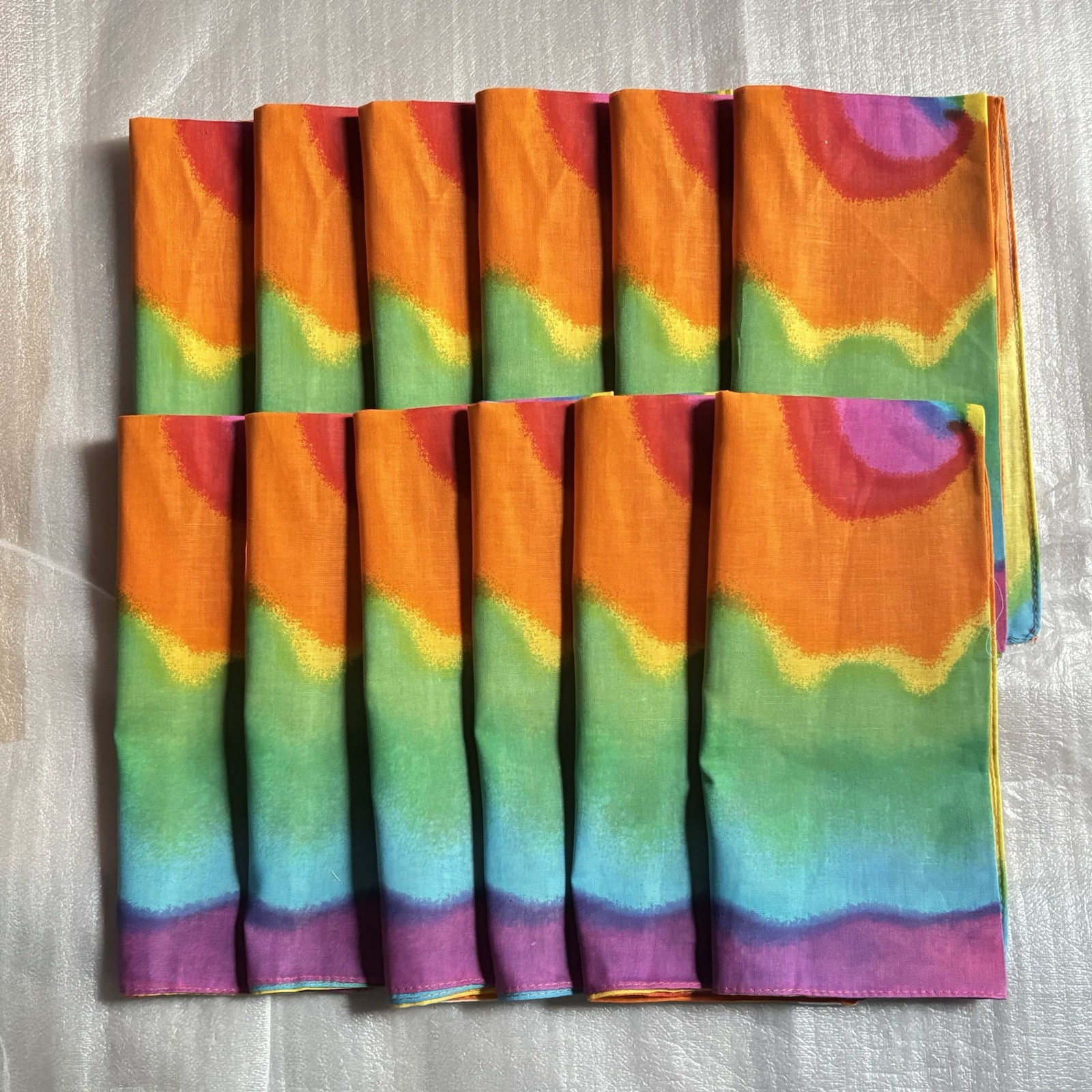 Lot of 12 Tie Dye Bandanas 100% Cotton