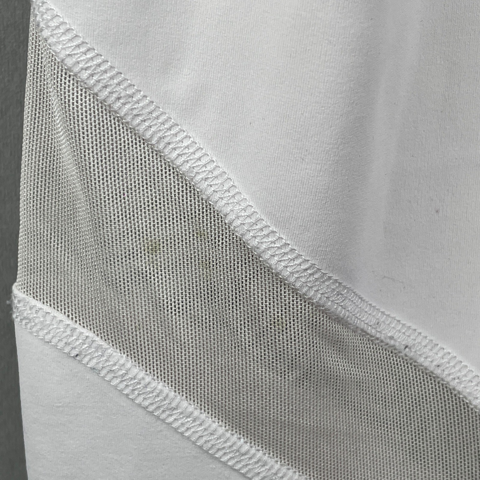 White High Rise Mesh Panel Ruched Waist Yoga Sporty Gym Leggings Wmns M USA Made
