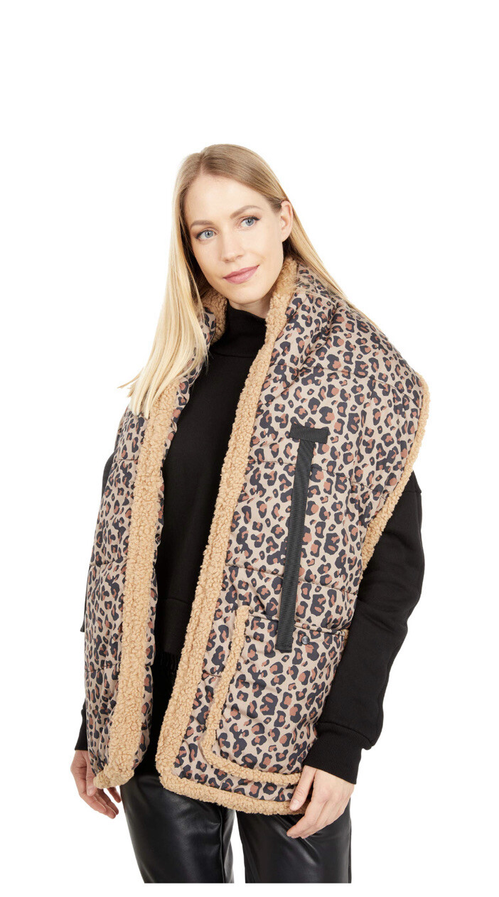UGG All‑Weather Fabric Puffer Scarf • New w/ Tags • Animal Print Winter Accessor