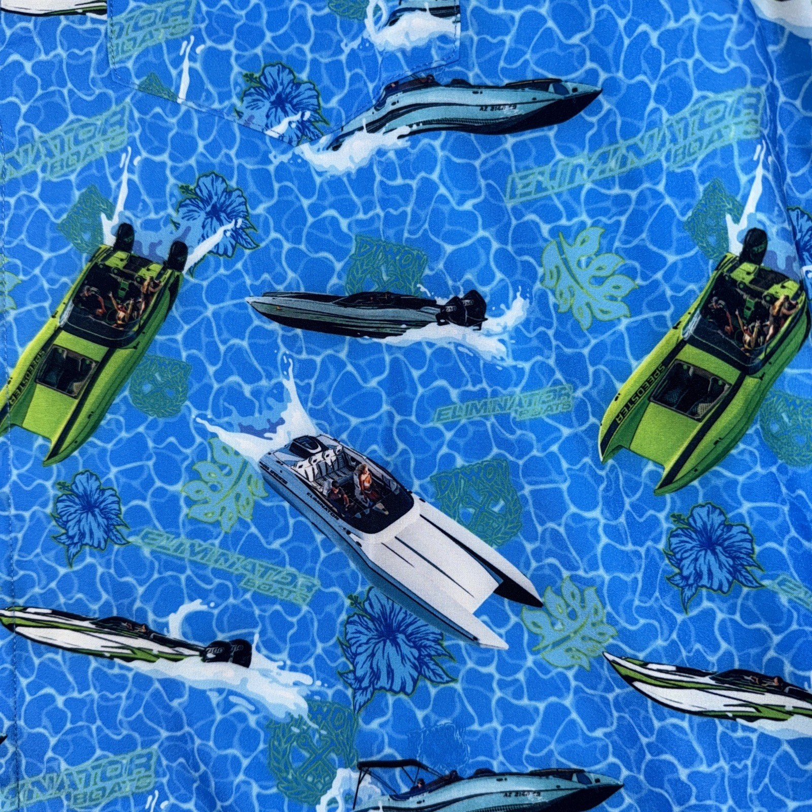 Dixxon X Eliminator Boats Men Party Shirt Short Sleeve Button Up Stretch XL NEW
