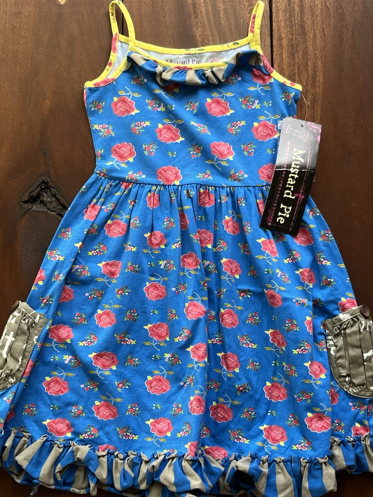 Mustard Pie Girls Size 4T Dress Flowers Blue Yellow Pink Multi Color