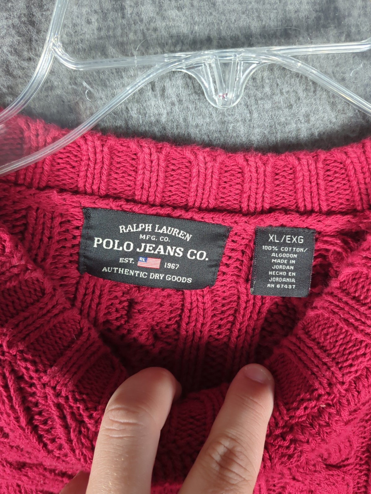 Vintage Polo Jeans Co. Ralph Lauren Cable Knit Rugby Cricket Sweater Men’s XL