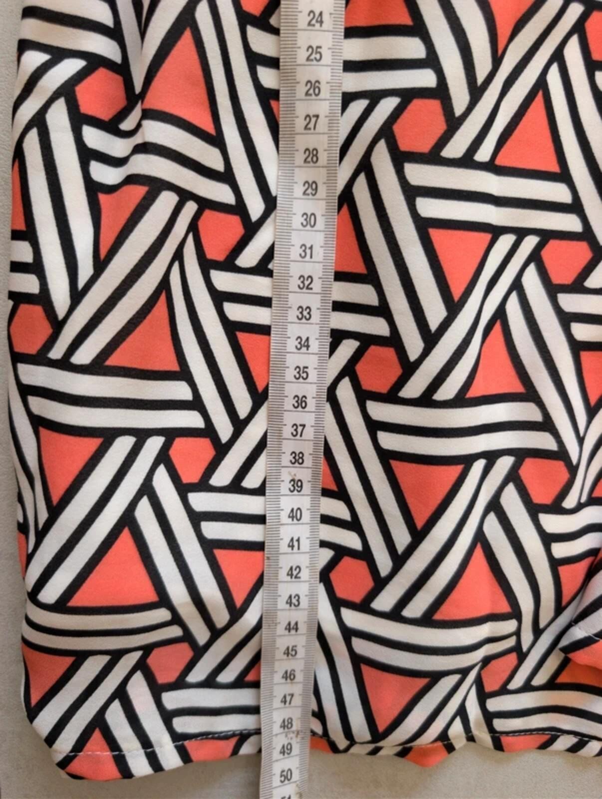 TU Geometric Print Skater Skirt Coral Black White Retro Y2K UK 10