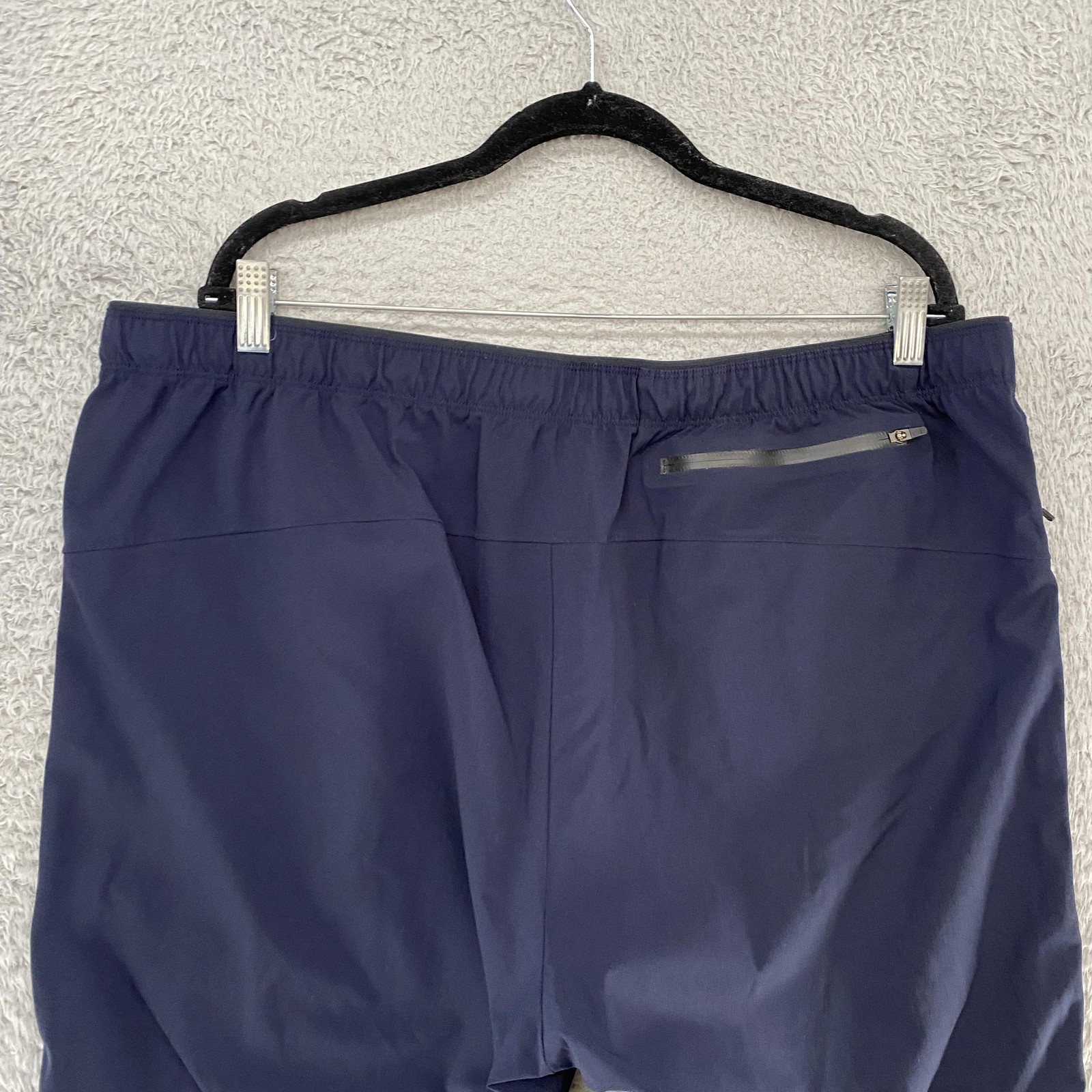 Paskho Shorts Mens XL Navy Blue Tech Stretch Zip Pockets Elastic Waist Drawcord