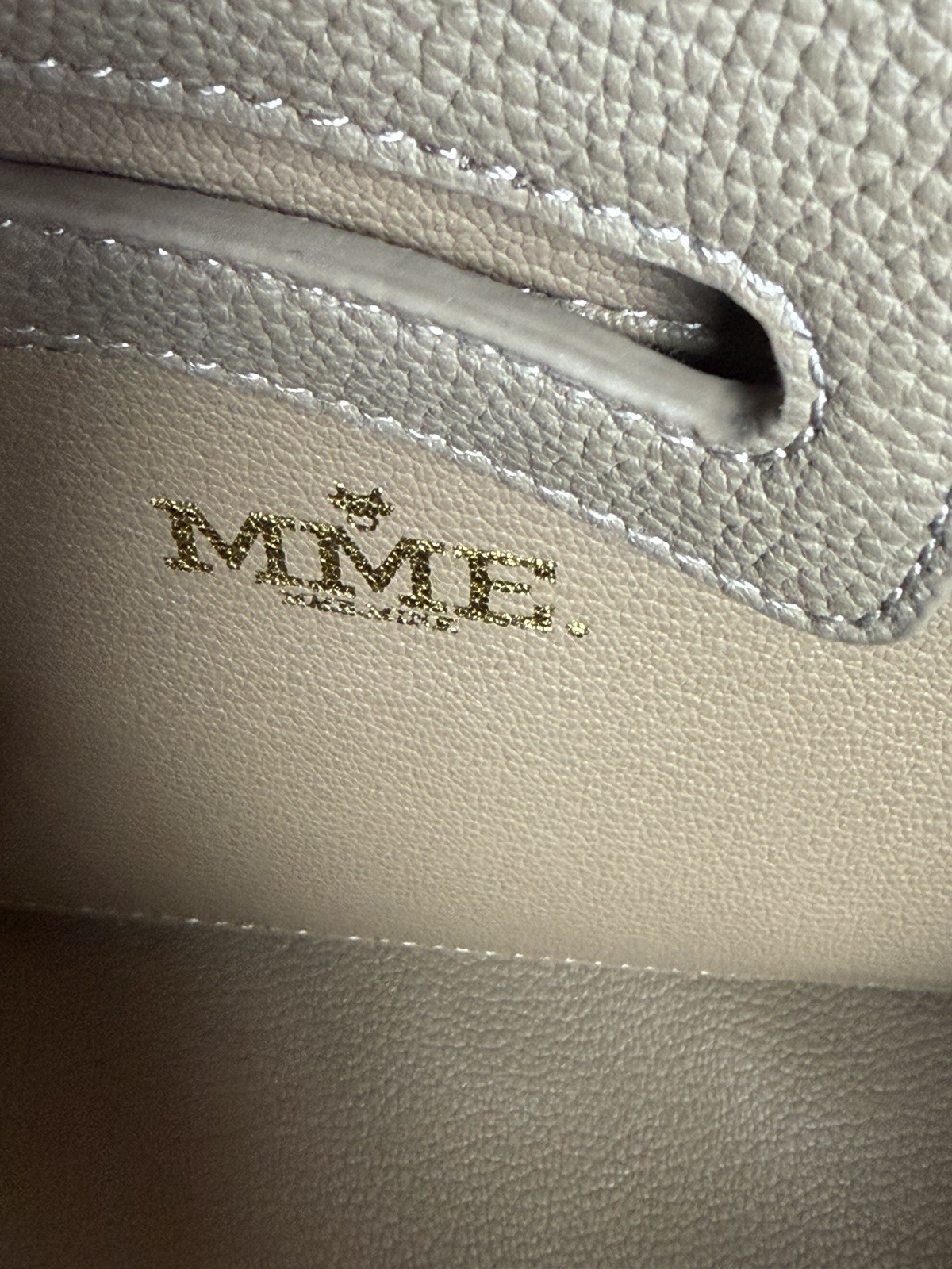 MME Mink The Onassis 35 Tote—Togo Mocha Leather. MFSRP $1,700