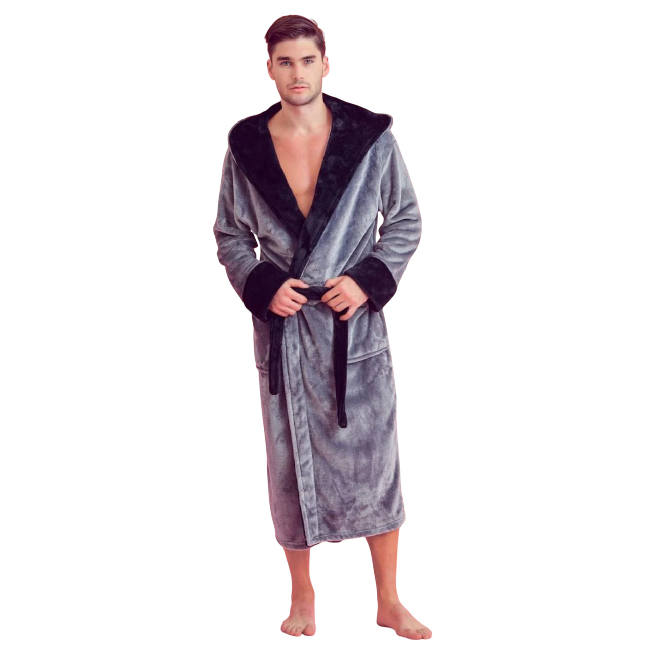 Luxury Plush Hooded Robe Super Soft Robe Warm Plush Hooded BathRobe Fleece Hood