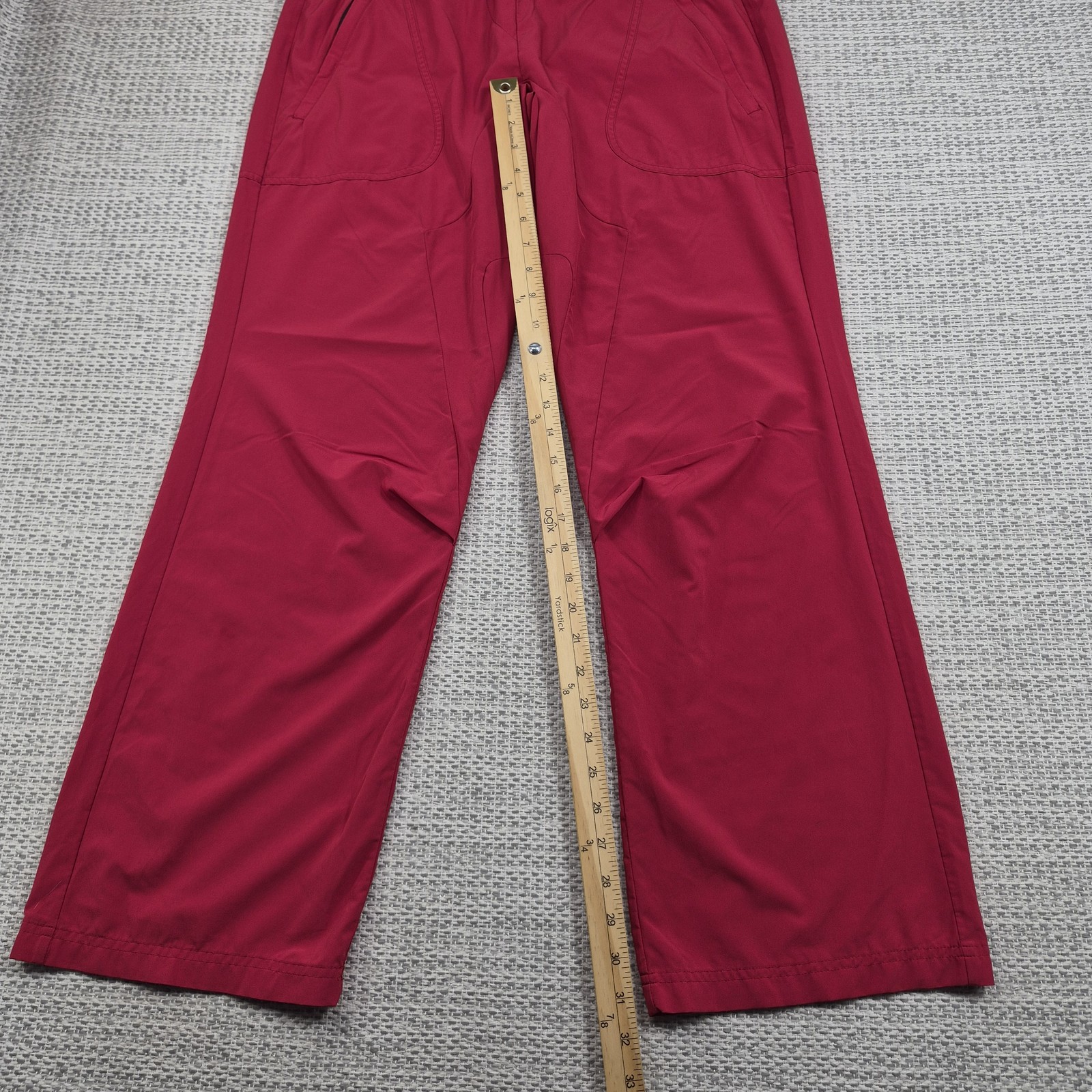 Paskho Pants Mens Large Red Travel Track Athletic Stretch Zip Pocket Hiking