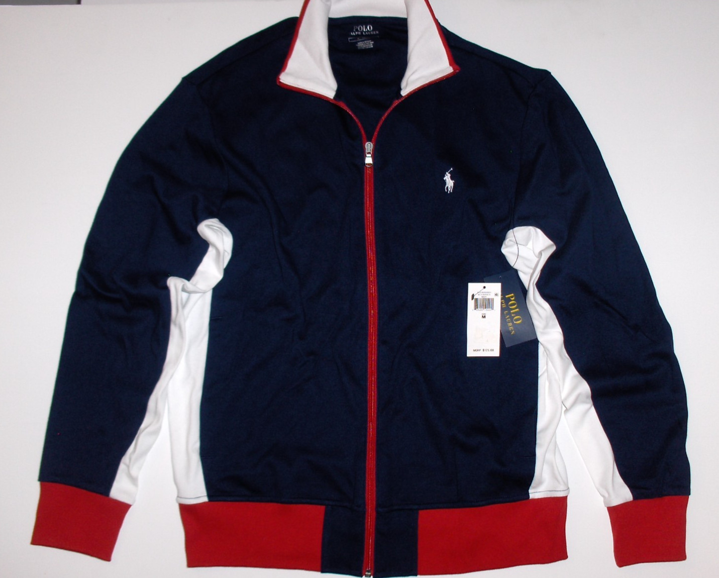 POLO RALPH LAUREN Men’s Classic Fit Pony Logo Cotton Zip Track Jacket, NAVY BLUE