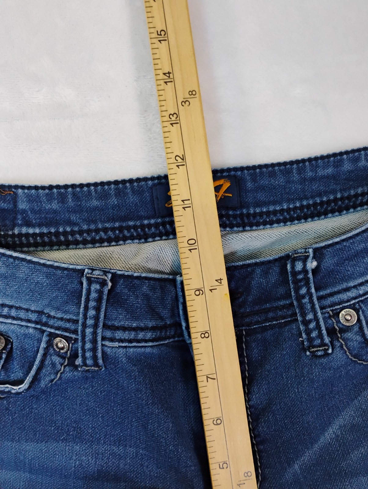 Seven7 Sunset Bermuda Shorts Size 10 Women Blue Stretch Distressed Raw Hem Denim