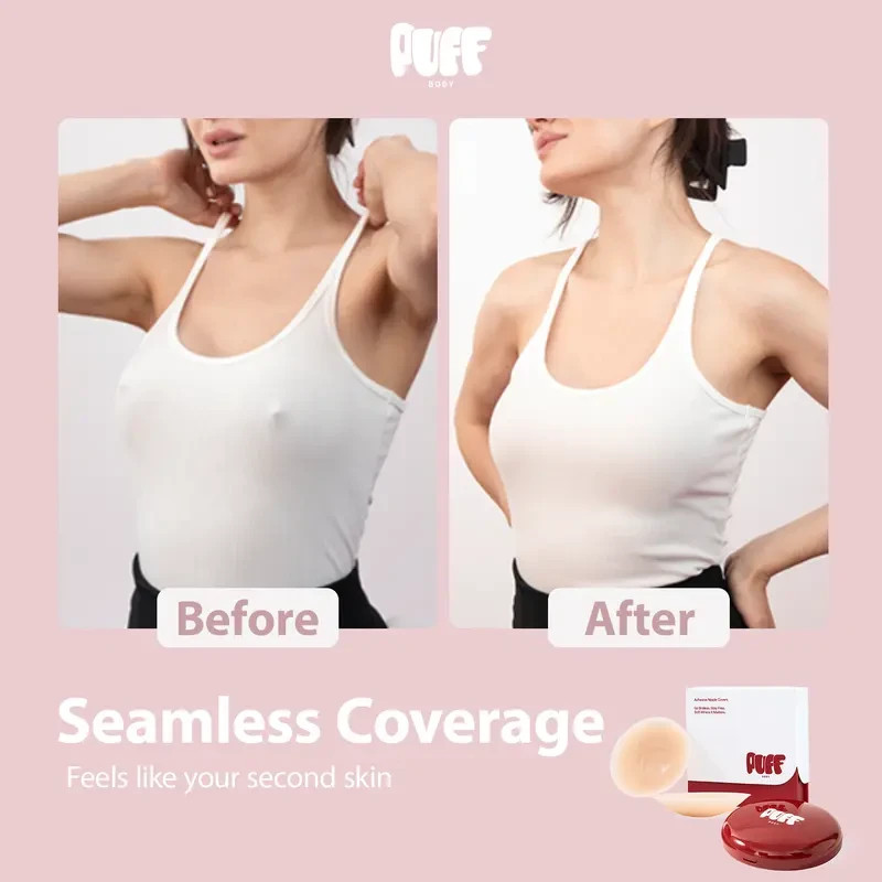 PUFF Girls Nipple Covers – Circles Non-Toxic Silicone Medical-Grade Adhesive Adh