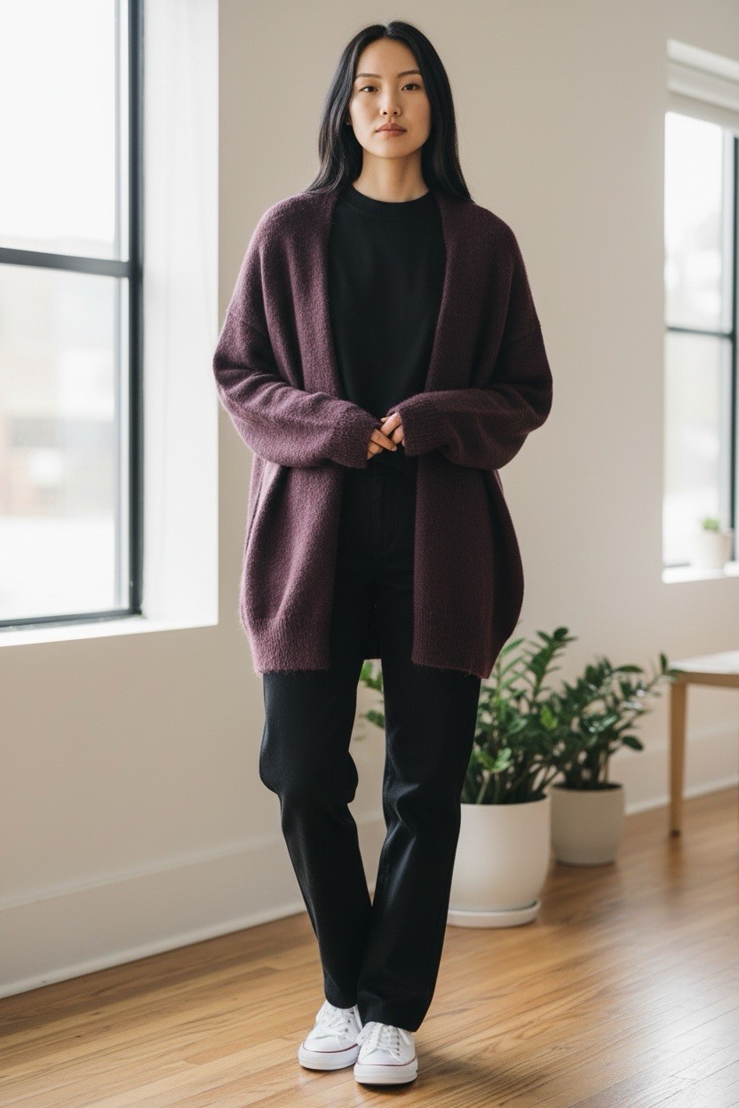 Melrose & Market Plum XL Open Front Cardigan Soft Cozy Fall Layering