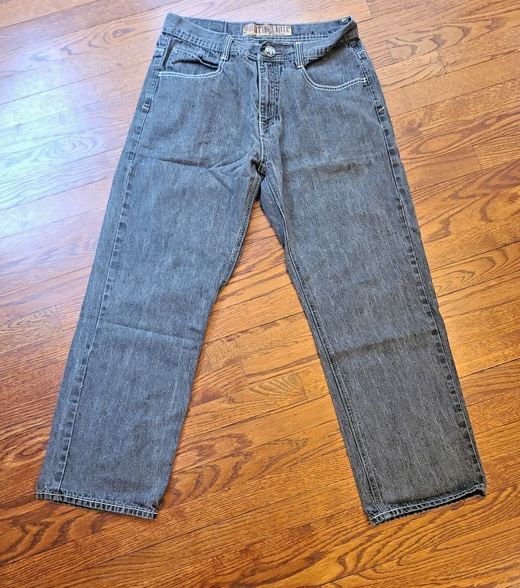 Vtg South Pole Baggy Jeans Y2K 32×29.5 Skate Grunge Hip Hop 90s Black Embroidery