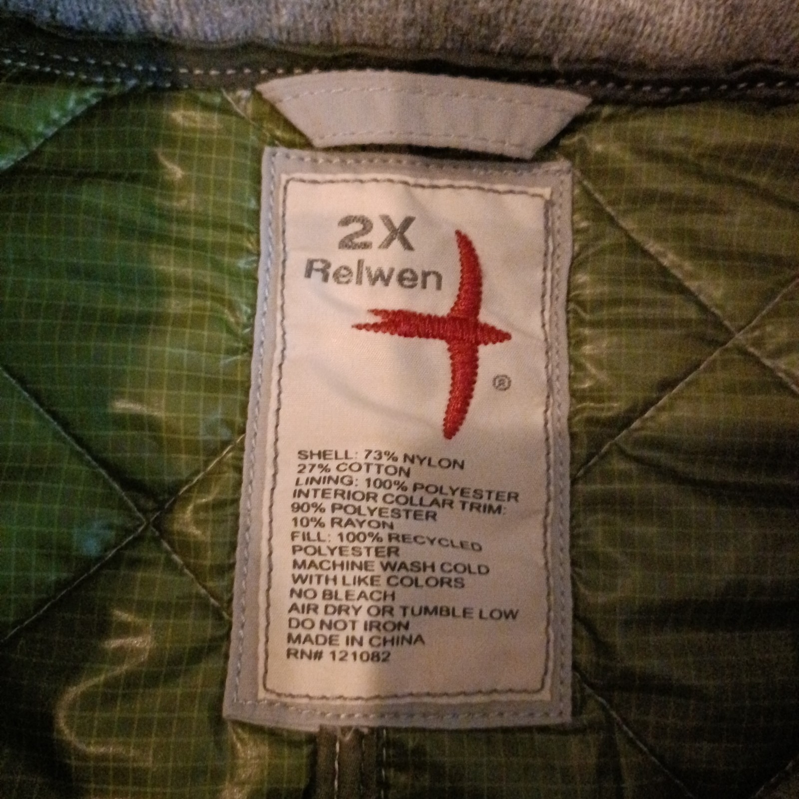 Relwen Quilted Insulated Tanker Snap Jacket Size 2XL Stone Gray Outdoors Hiking