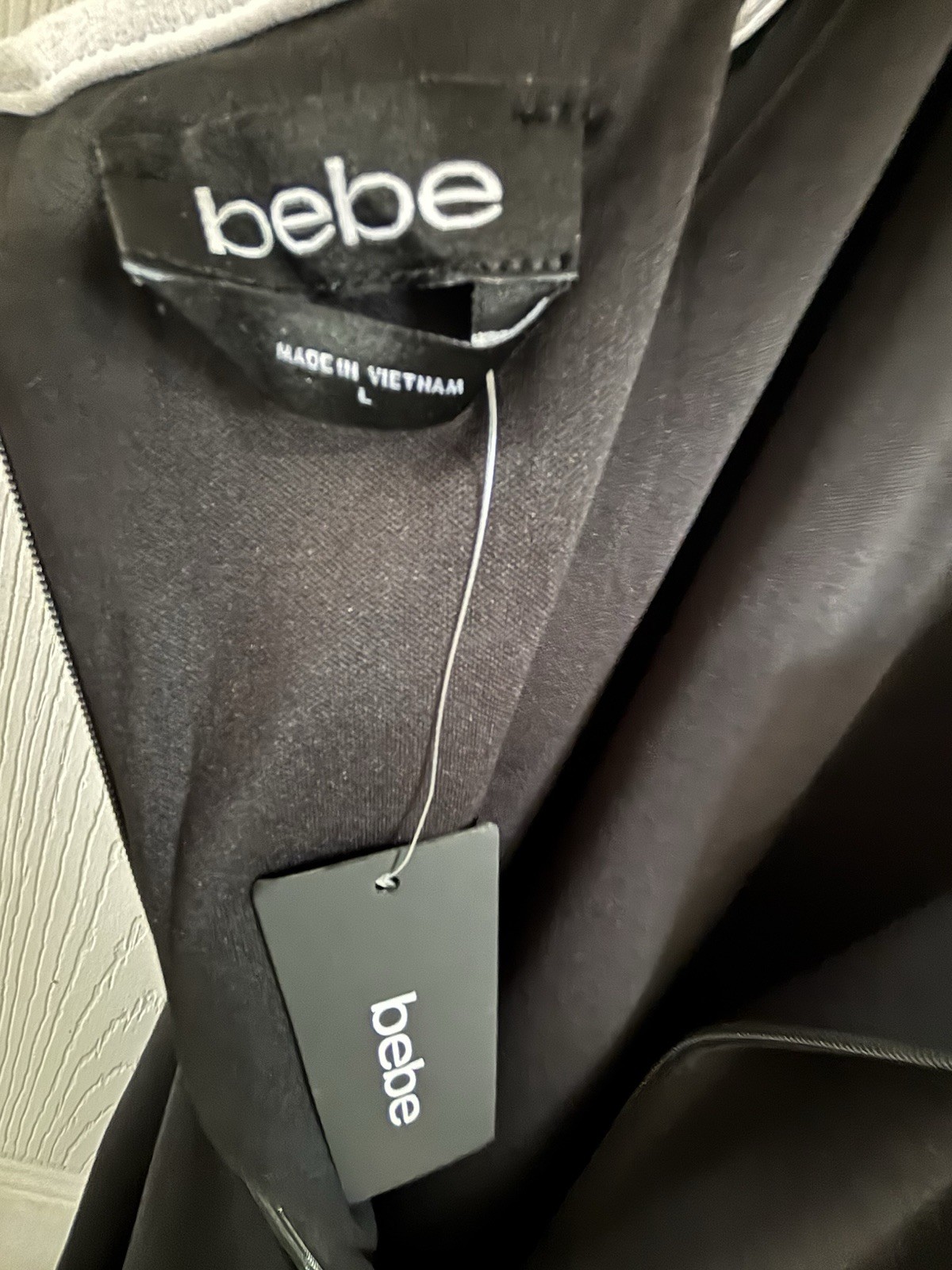 bebe Black/White Colorblock Halter Neck Sleeveless Knee Length Dress Size L