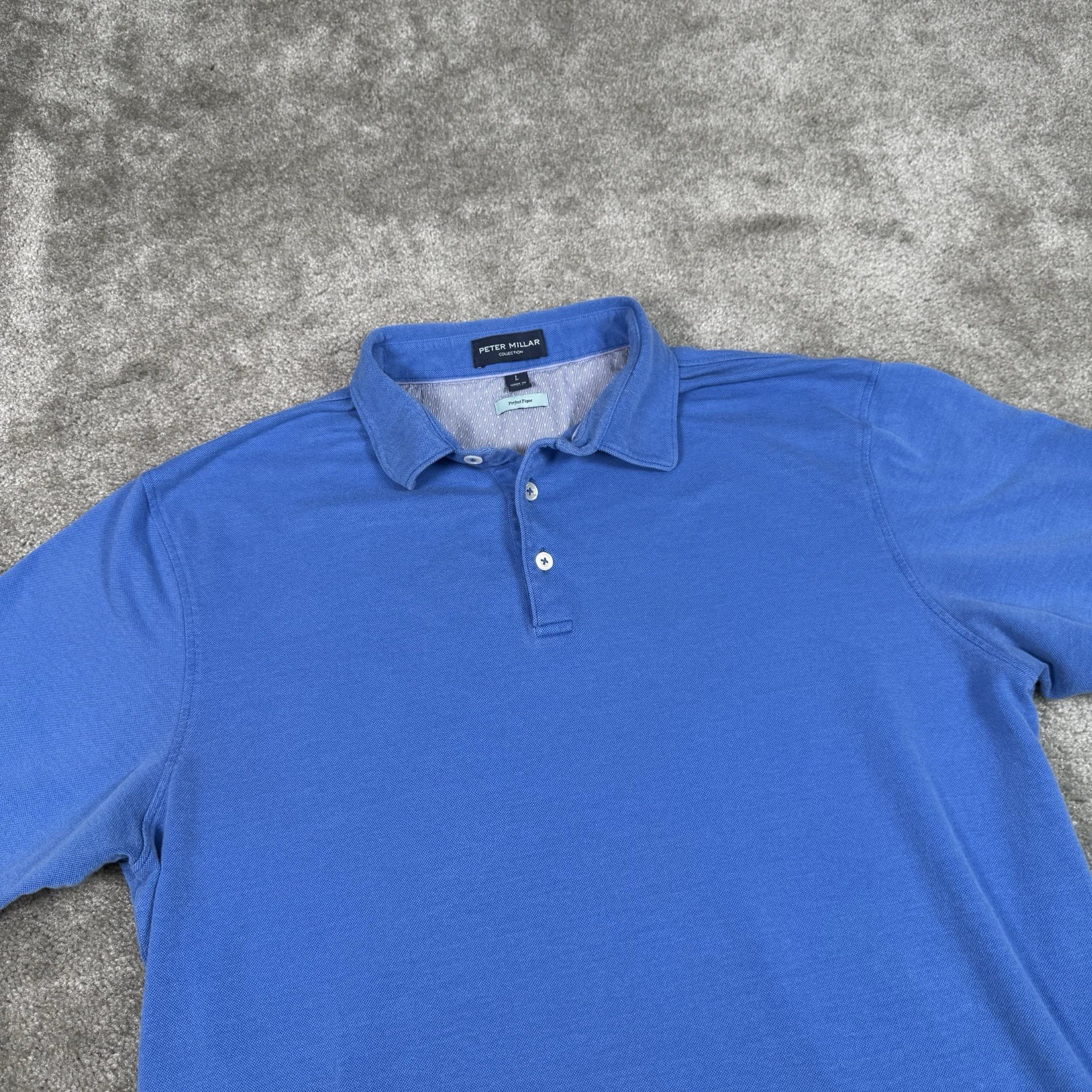 Peter Millar Collection Shirt Mens Large Blue Perfect Pique Polo Golf Casual