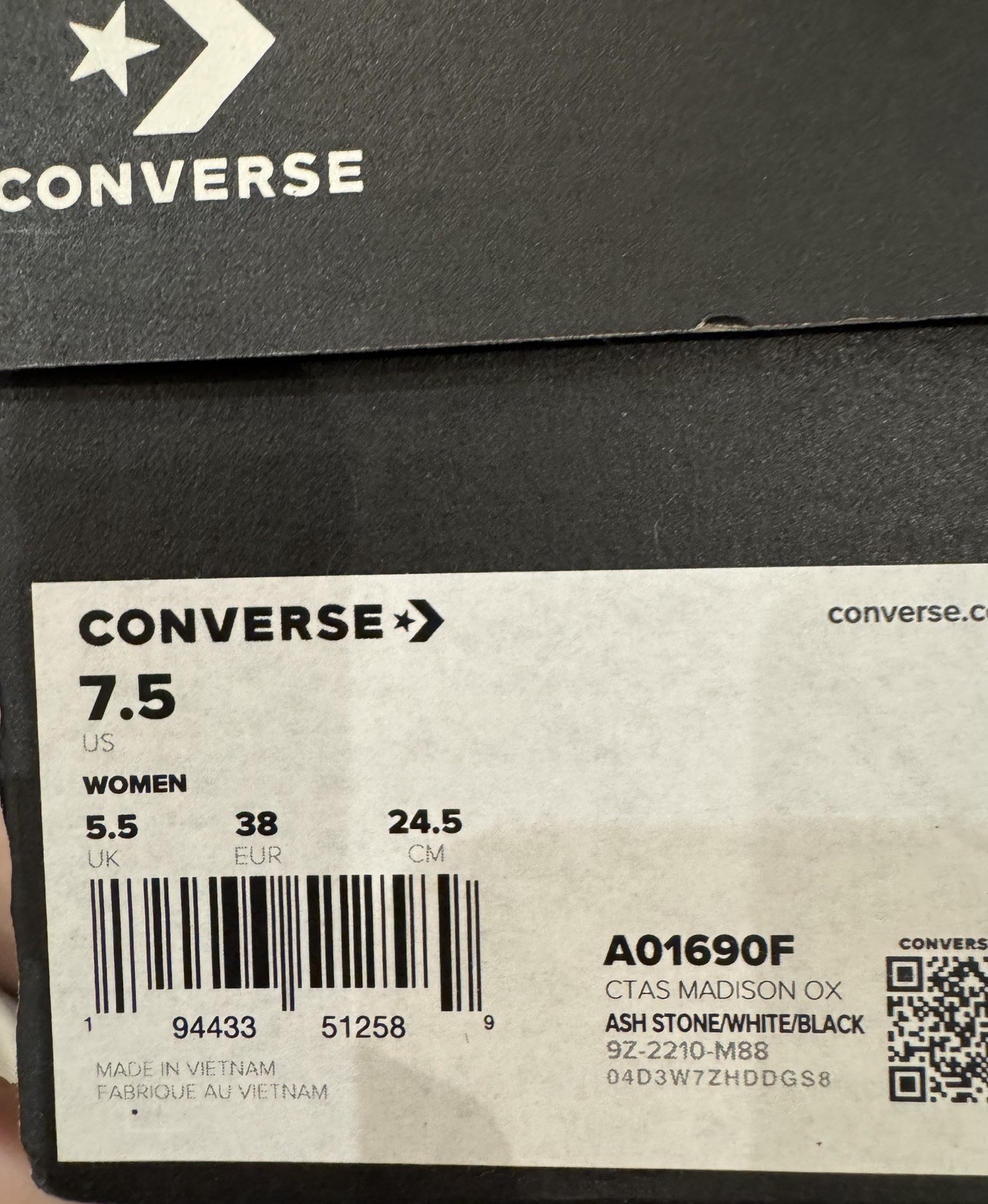 NEW Converse CTAS Madison OX Women’s 7.5 Ash Stone Gray NIB Lo Top