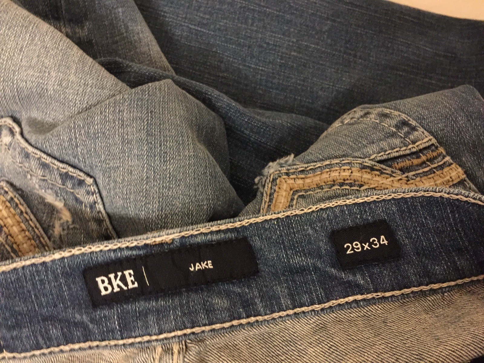 BKE Men 29×34 Jake Blue Jean 99% Cotton 1% Spandex Flex ABP15298 Distressed