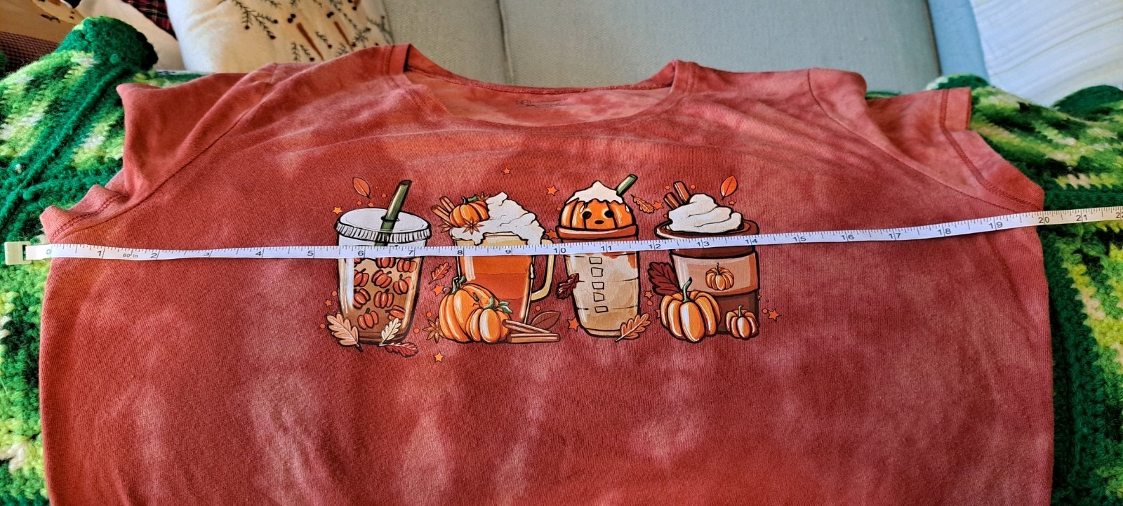 Hand “Bleach Dyed” Custom Pumpkin Spice Lattes Tee Juniors XXL 2XL(19) READ