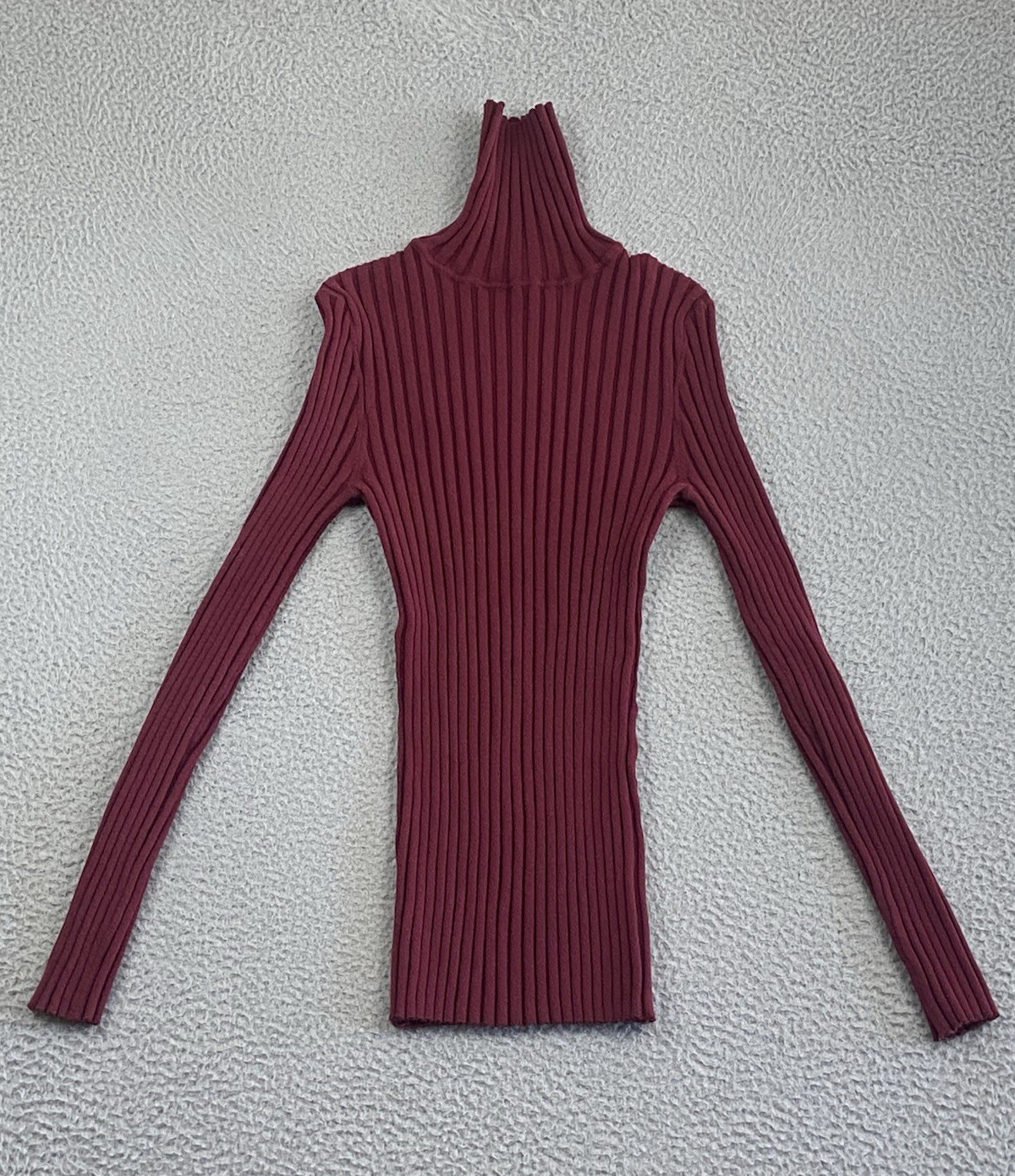 Sundance Ribbed Knit Fitted Turtleneck Long Sleeve Burgundy Size Medium NEW!