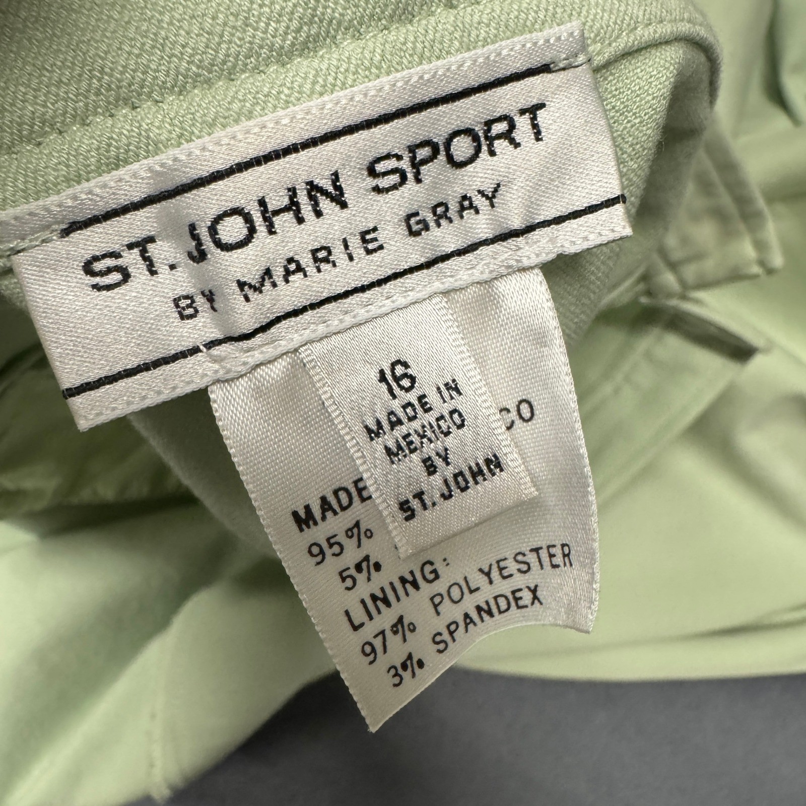 St John Sport Pants Womens 16 (37×31 ACTUAL) Straight Leg Pale Green Trousers